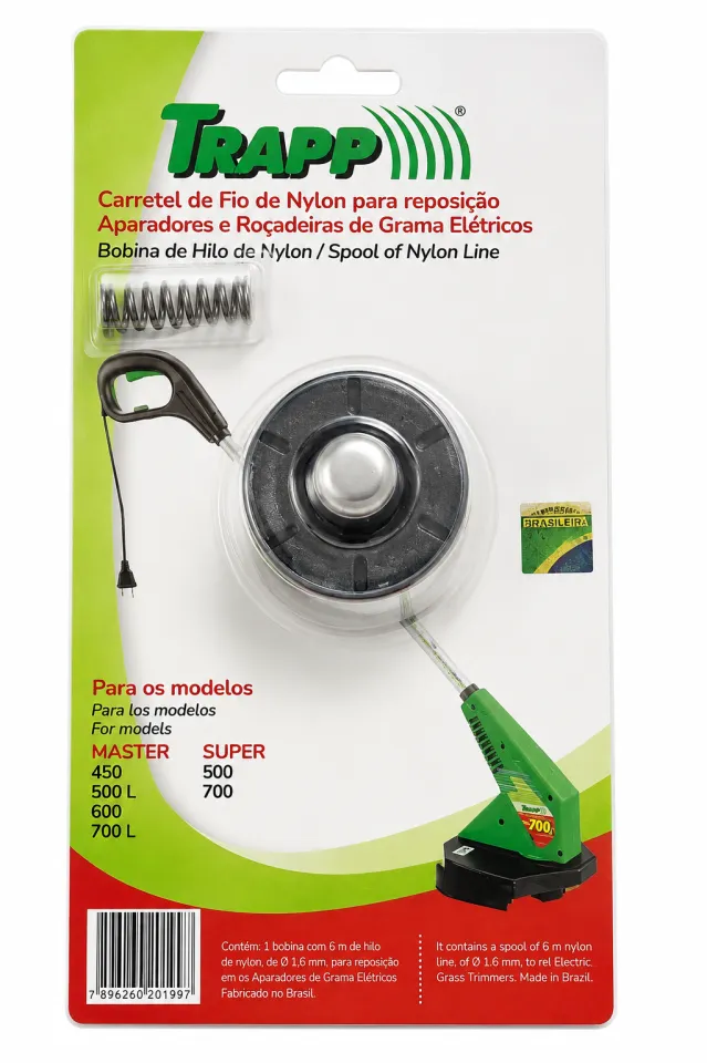 BASE CARRETEL+RESORTE PARA BORDEADORA TRAPP MASTER 450/600/500L/700L