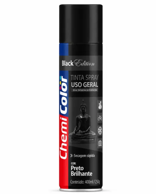 PINTURA EN AEROSOL CHEMI BRILLANTE COLOR NEGRO 400ML