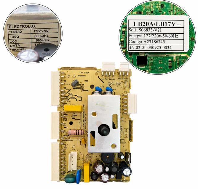 PLACA ORIGINAL PARA LAVARROPAS ELECTROLUX MODELO: LB20A / LB17Y CODIGO: A23186745 / 15654802