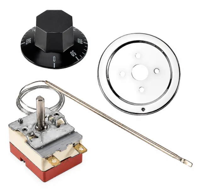 TERMOSTATO PARA HORNO DE 50° A 300° 16A 3MM X 145MM CON TAPA Y PERILLA