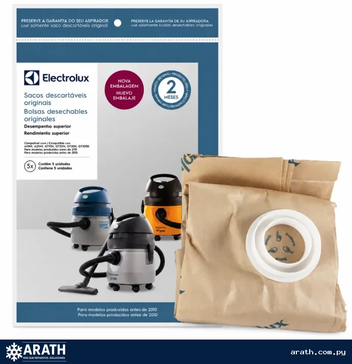 BOLSA PARA ASPIRADORA ELECTROLUX A20810701 COMPATIBLE CON: A10S - A10T - A10 - A13 - AQP10 - GT2000 (BOCAL GRUESO)