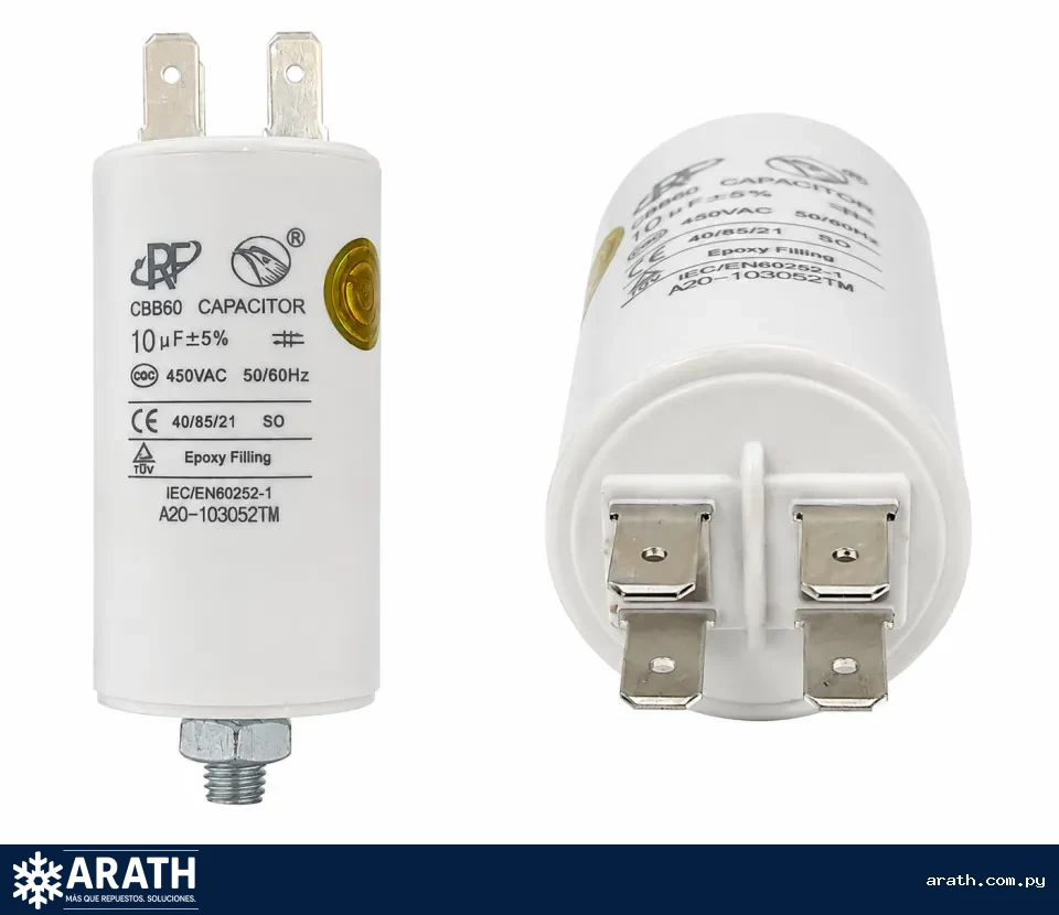 CAPACITOR PLASTICO DE 10UF CON TUERCA