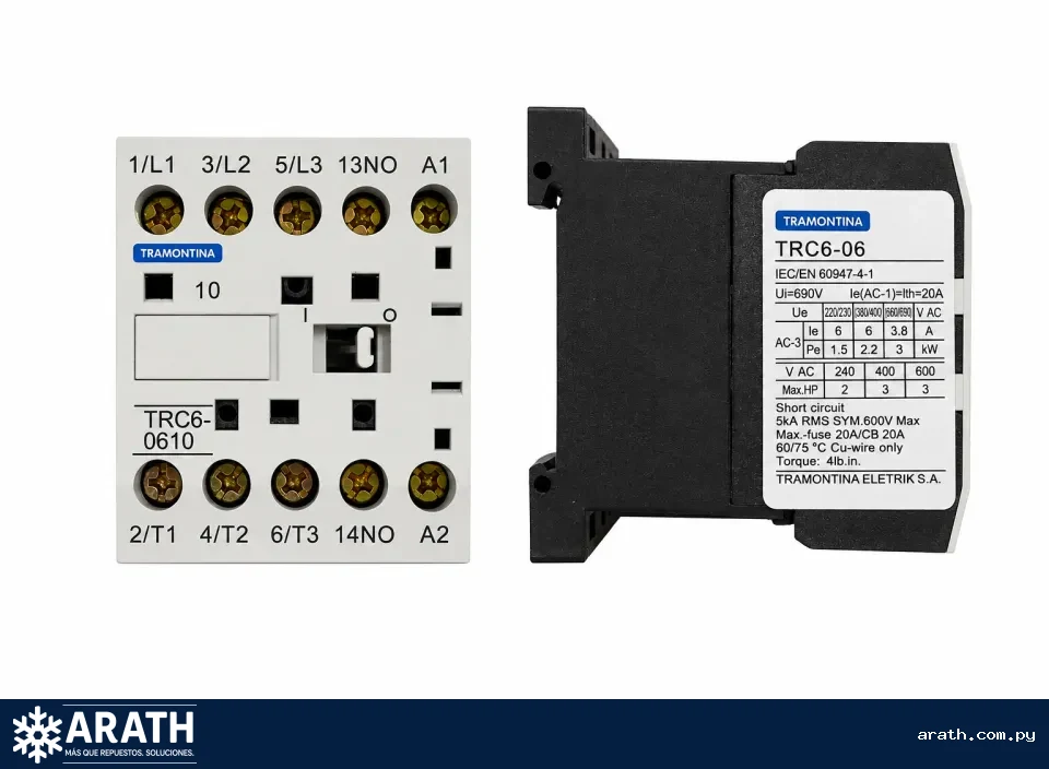 CONTACTOR TRIPOLAR PARA BAÑO MARIA TRAMONTINA TRC6-06