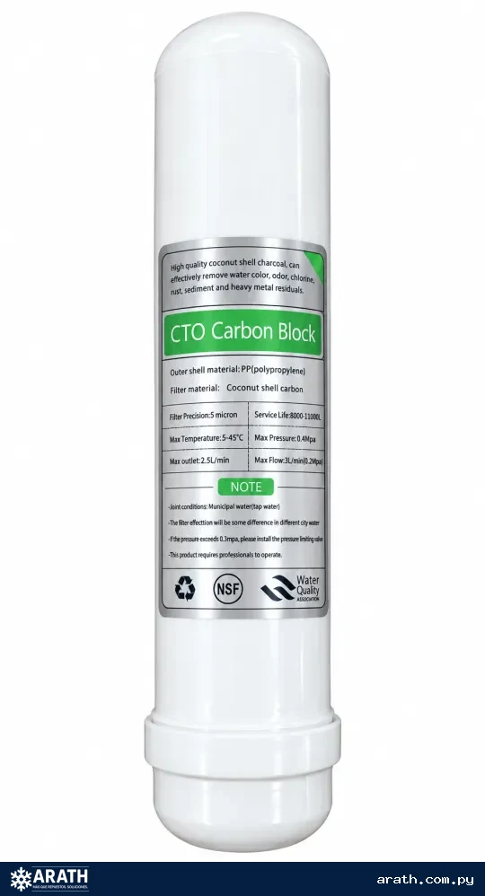 FILTRO CARTUCHO PARA AGUA T33 CTO CARBON BLOCK A ROSCA 1/4