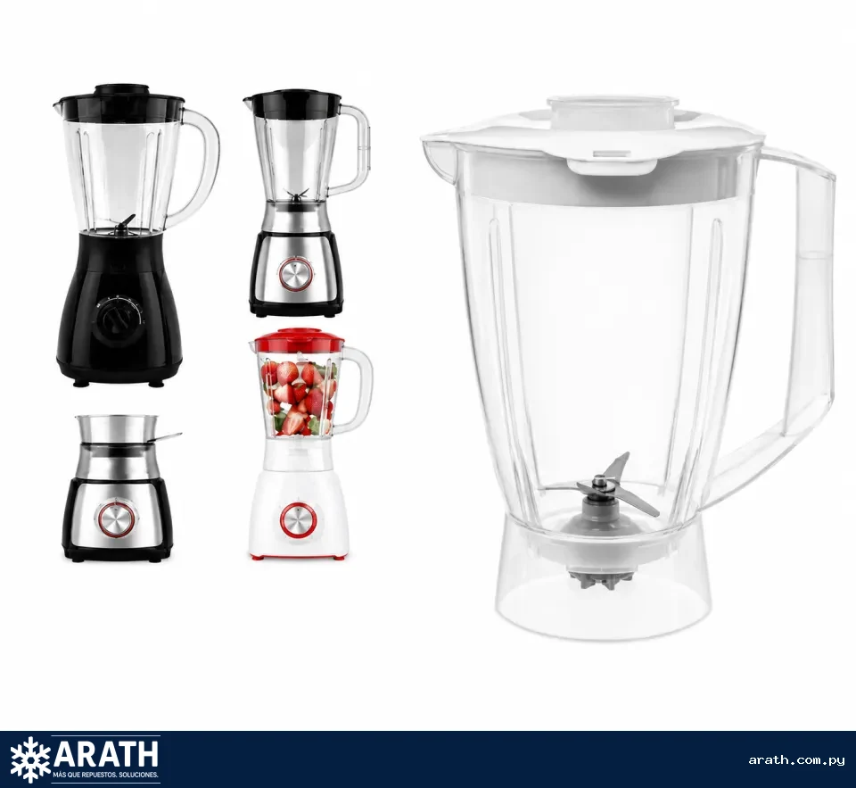 JARRA PARA LICUADORA TOKIO LICUA 2/ LICUA 3/ LICUAMAX/ LICUAMAX 2/ LICUAMAX 3/ MALLORY TORNADO 450W/ VITA MAIS 450W/ FLASH MIX 450W. TRASLUCIDO
