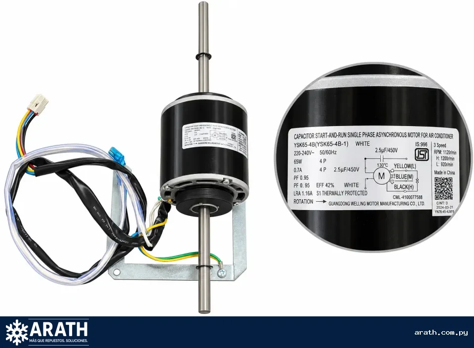 MOTOR EVAPORADOR PARA SPLIT DOBLE EJE 85W 0.7A 220V-240V