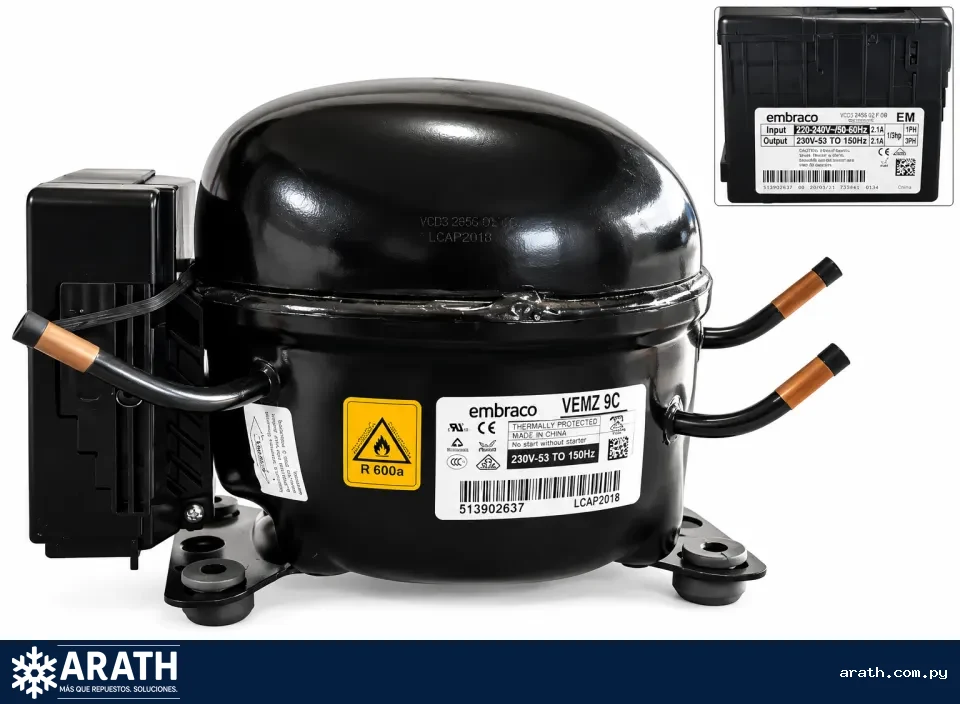 MOTOR EMBRACO 1/3HP VEMZ09C 53/150HZ IF51 INVERTER