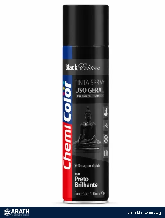 PINTURA EN AEROSOL CHEMI BRILLANTE COLOR NEGRO 400ML