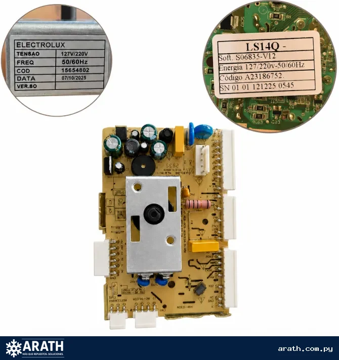 PLACA ORIGINAL PARA LAVARROPAS ELECTROLUX MODELO: LS14Q CODIGO: A23186752 / 15654802
