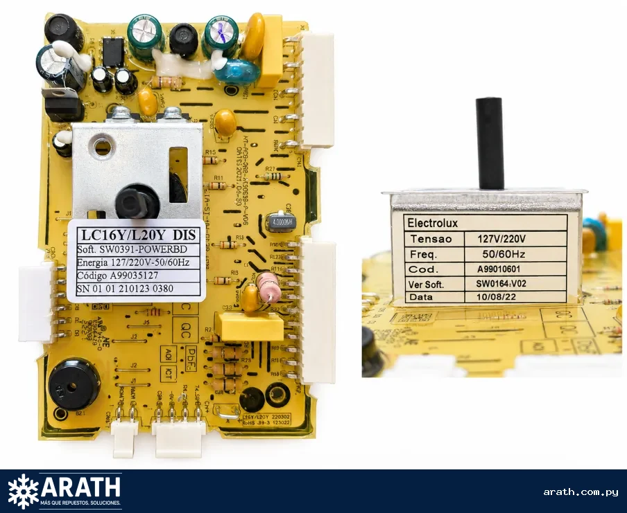 PLACA ORIGINAL PARA LAVARROPAS ELECTROLUX MODELO: LC16Y / L20Y CODIGO: A99035127