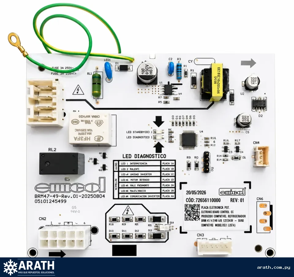 PLACA ELECTRONICA APOLLO EMICOL MODELOS COMPATIBLES: BRM47 / BRM49 CODIGOS COMPATIBLES: 326061171