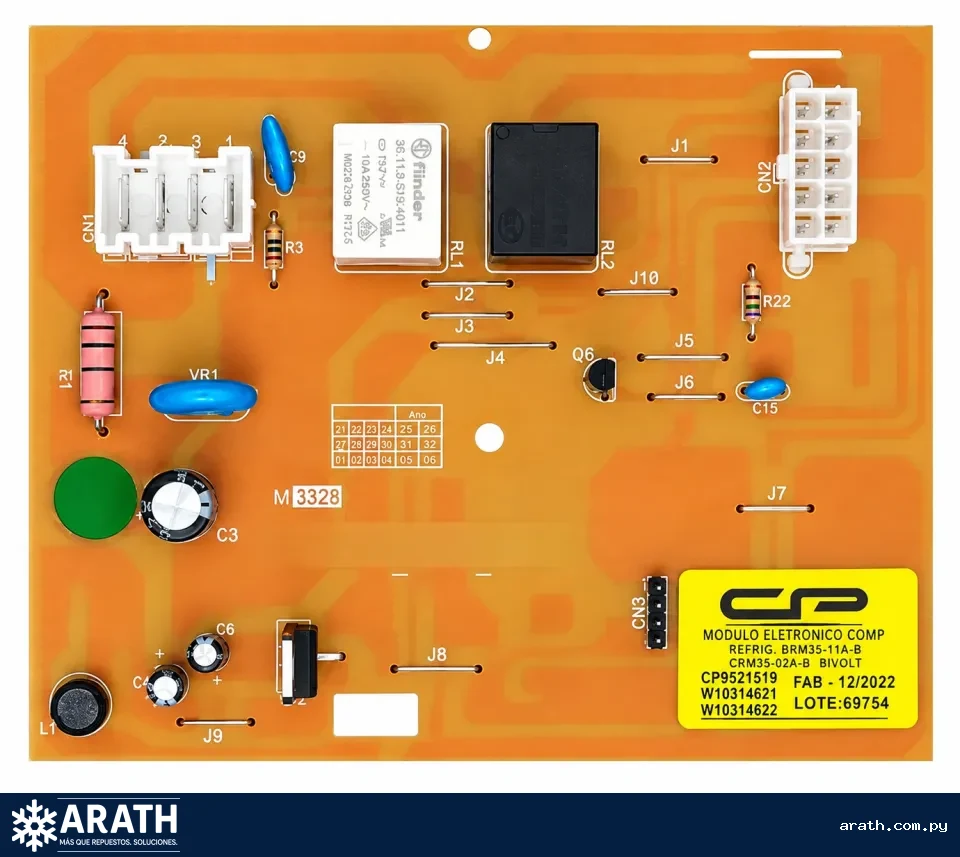 PLACA CP 3521519 PARA HELADERA BRM35 / BRM41 2 FICHAS
