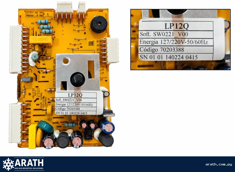 PLACA ORIGINAL PARA LAVARROPAS ELECTROLUX MODELO: LP12Q CODIGO: 70203388