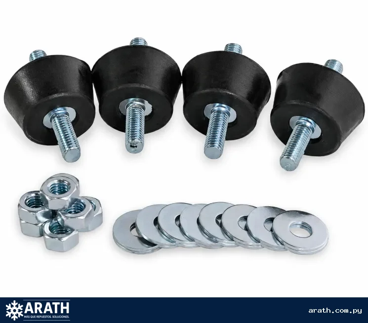 TACOS DE GOMA ANTI VIBRACION PARA AIRE ACONDICIONADO X 4 UNIDADES CON ACCESORIOS