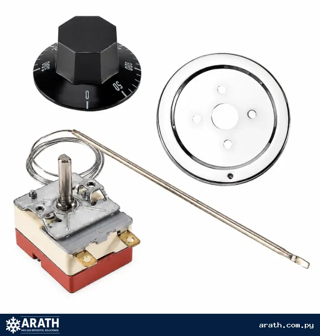 TERMOSTATO PARA HORNO DE 50° A 300° 16A 3MM X 145MM CON TAPA Y PERILLA